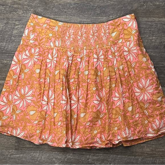 Banana Republic pink and peach floral pleated skirt size 8 B148 - Picture 1 of 4